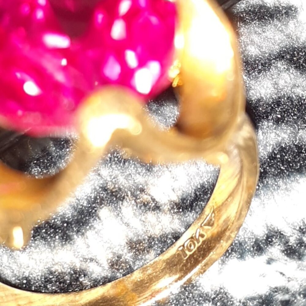 10 KT Gold, 1963 Edison's Jewelry store PINK GEMSTONE RING BEAUTIFUL - Picture 17 of 17